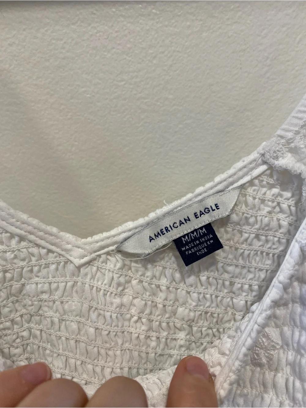 American Eagle Short Embroidered Honeycomb Dress Puff Sleeves sz medium smocked